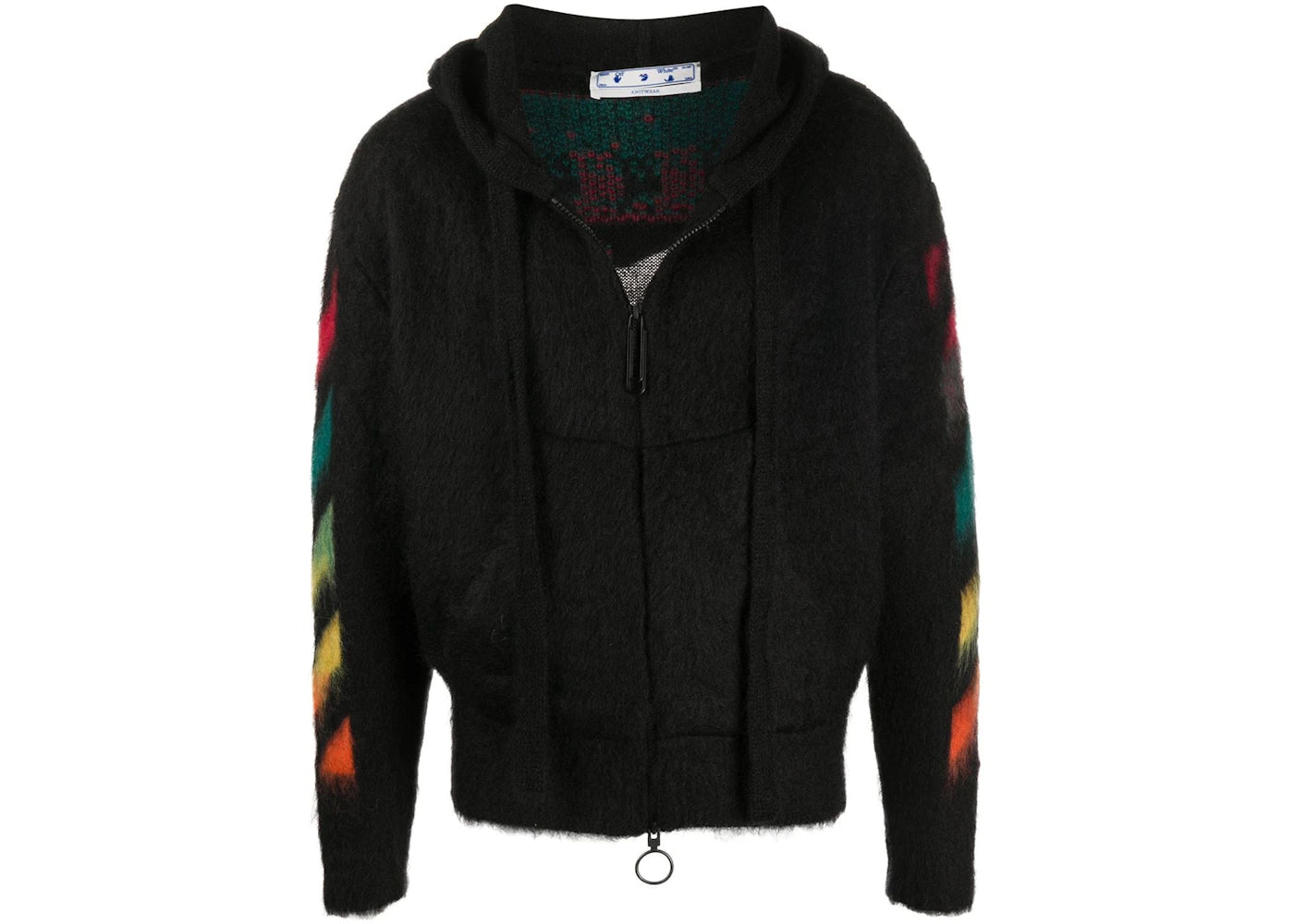 OFF-WHITE Brushed Zip-up Hoodie Black/Rainbow