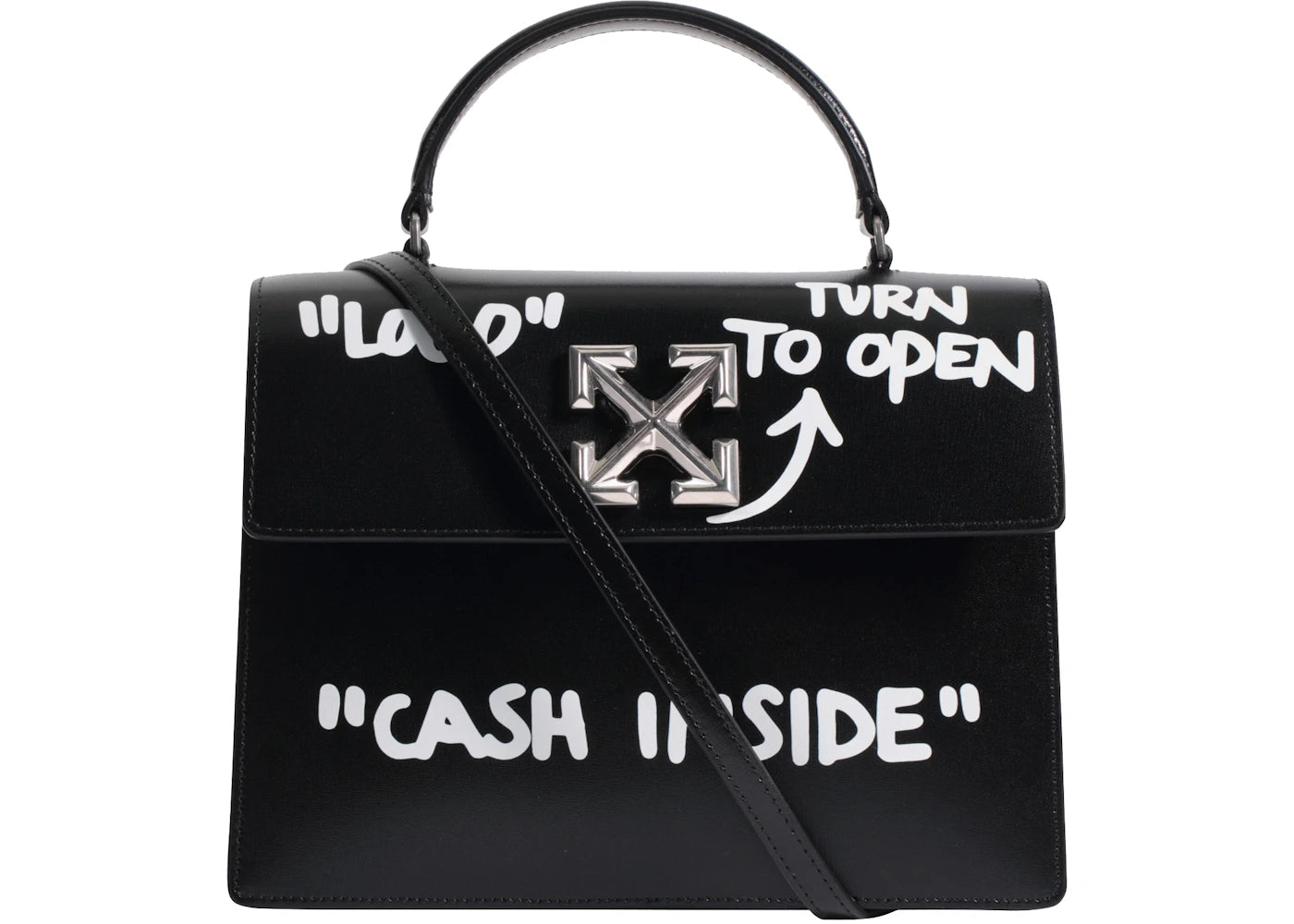 OFF-WHITE "CASH INSIDE" 2.8 Jitney Bag (Back Drawing) Black