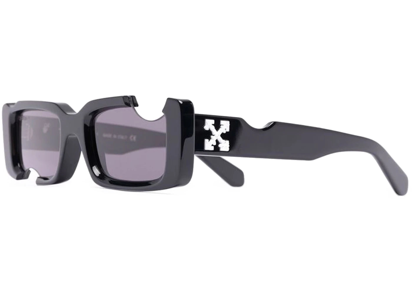 OFF-WHITE Cady Cut-Out Rectangular Frame Sunglasses Black/White/Grey (SS22) (OERI006C99PLA0011007)