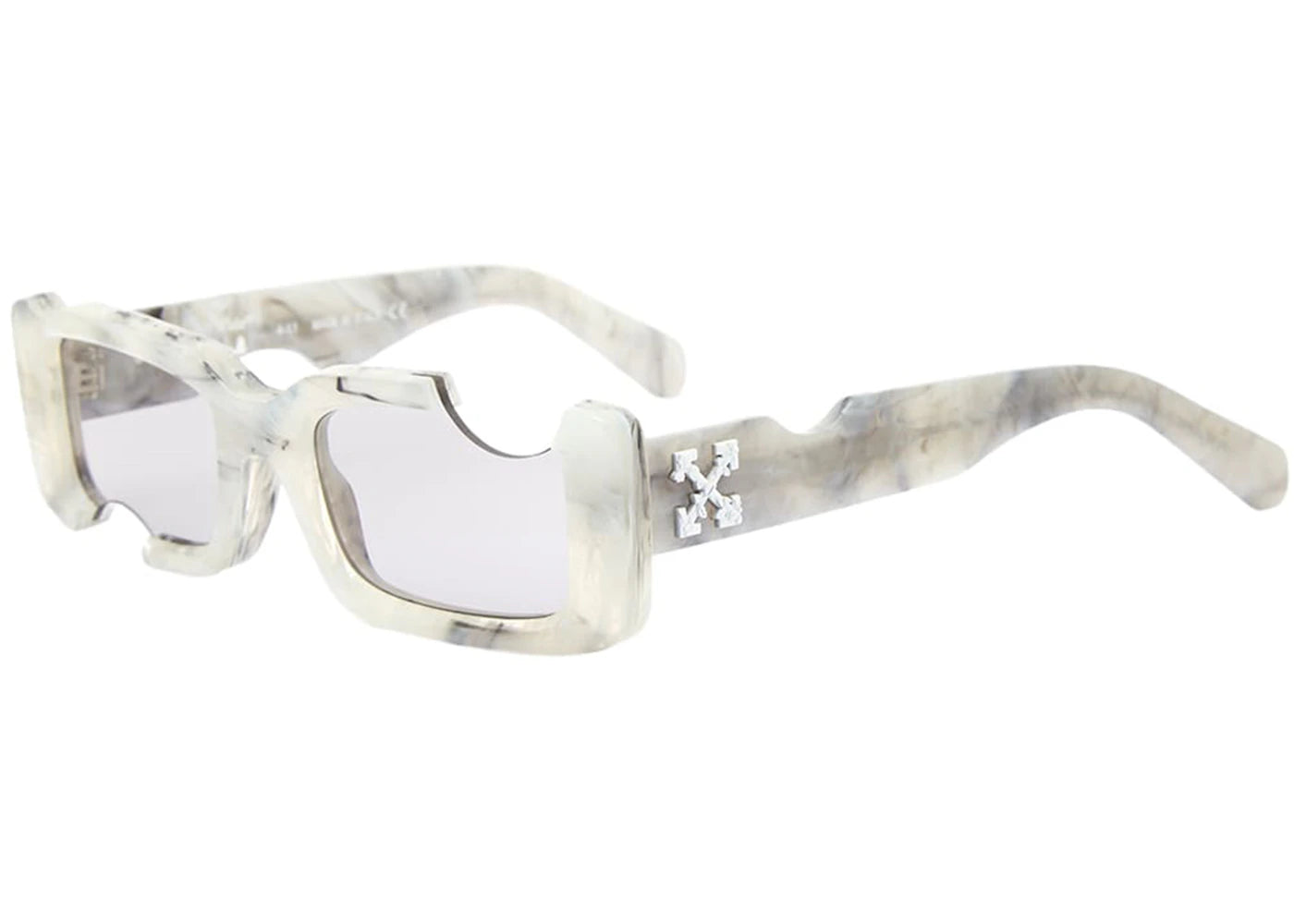 OFF-WHITE Cady Rectangular Frame Sunglasses Light Grey Marble/Grey (OERI006Y21PLA0010505)