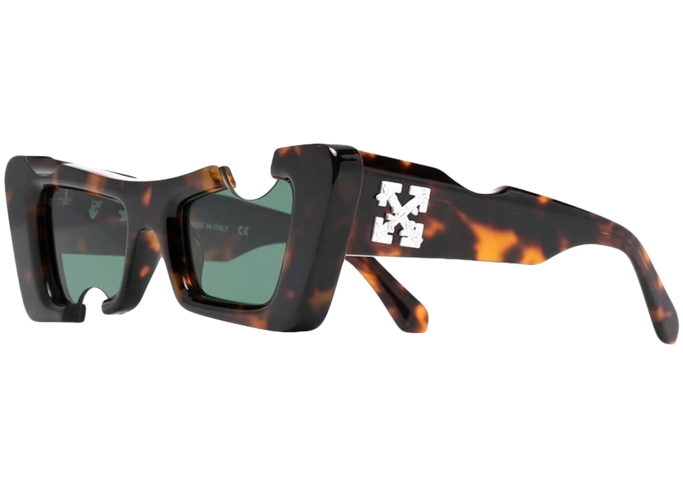 OFF-WHITE Cannes Cut-Out Cat-Eye Sunglasses Tortoiseshell/Green