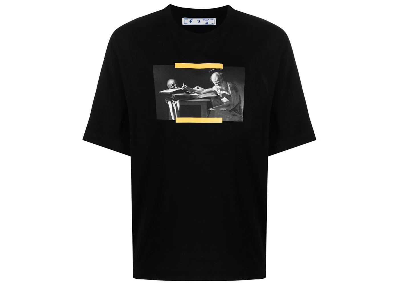 OFF-WHITE Caravaggio Saint Jerome Writing Hands Off Logo Oversized T-Shirt Black Yellow