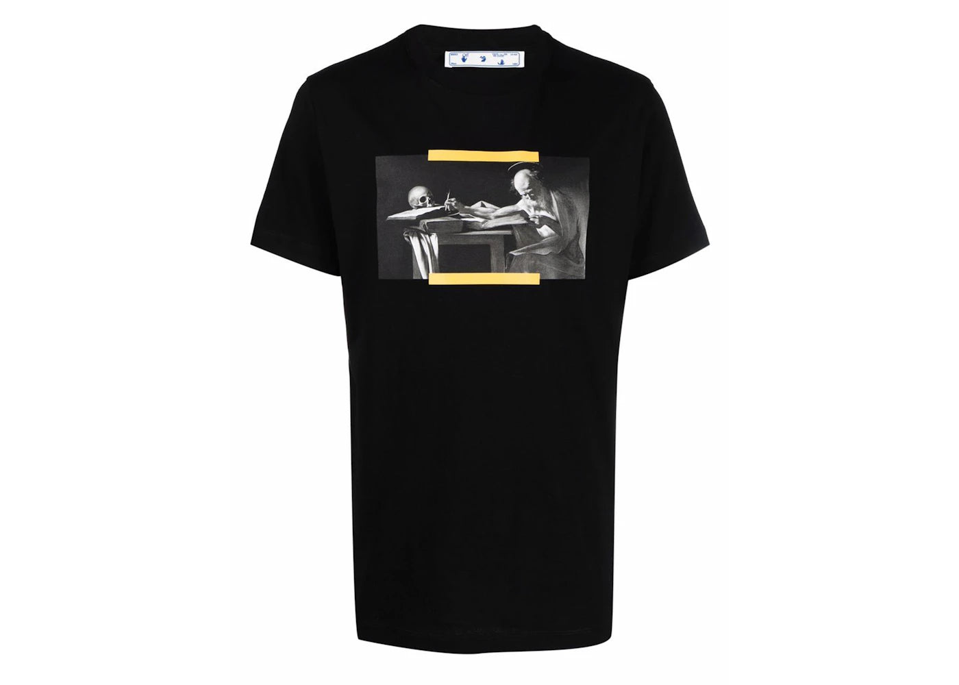 OFF-WHITE Caravaggio Saint Jerome Writing Hands Off Logo Slim Fit T-shirt Black/Yellow