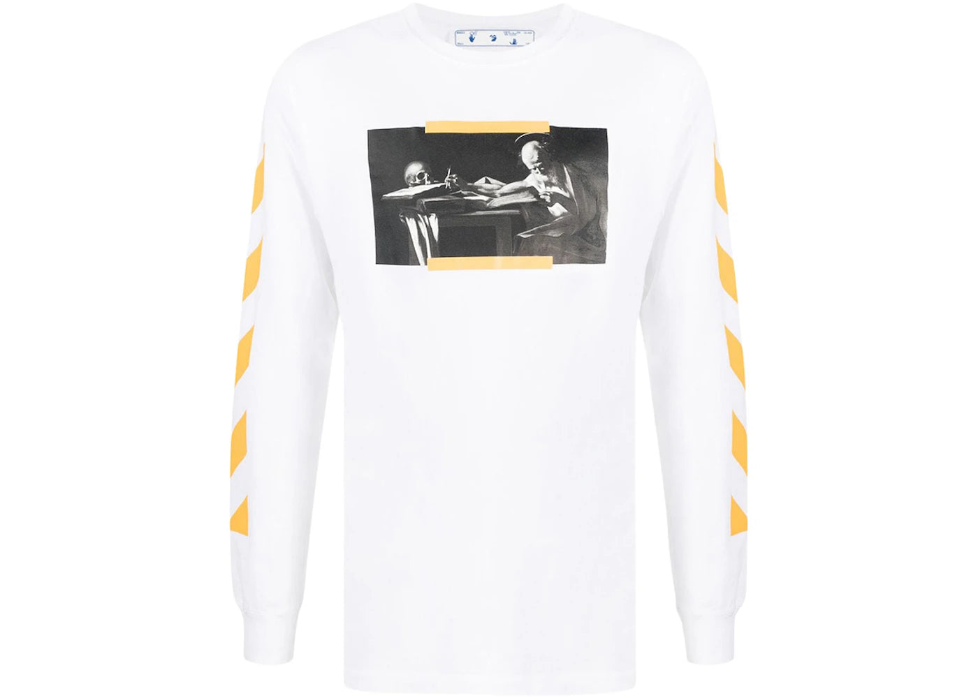 OFF-WHITE Caravaggio Saint Jerome Writing Print Longsleeve T-Shirt White/Yellow/Black