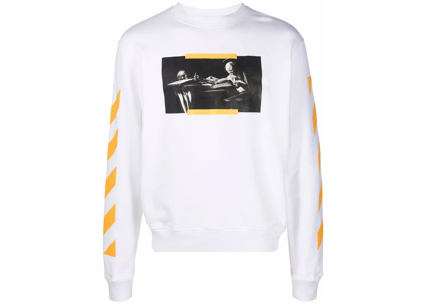 OFF-WHITE Caravaggio Saint Jerome Writing Print Slim Fit Sweatshirt White Yellow