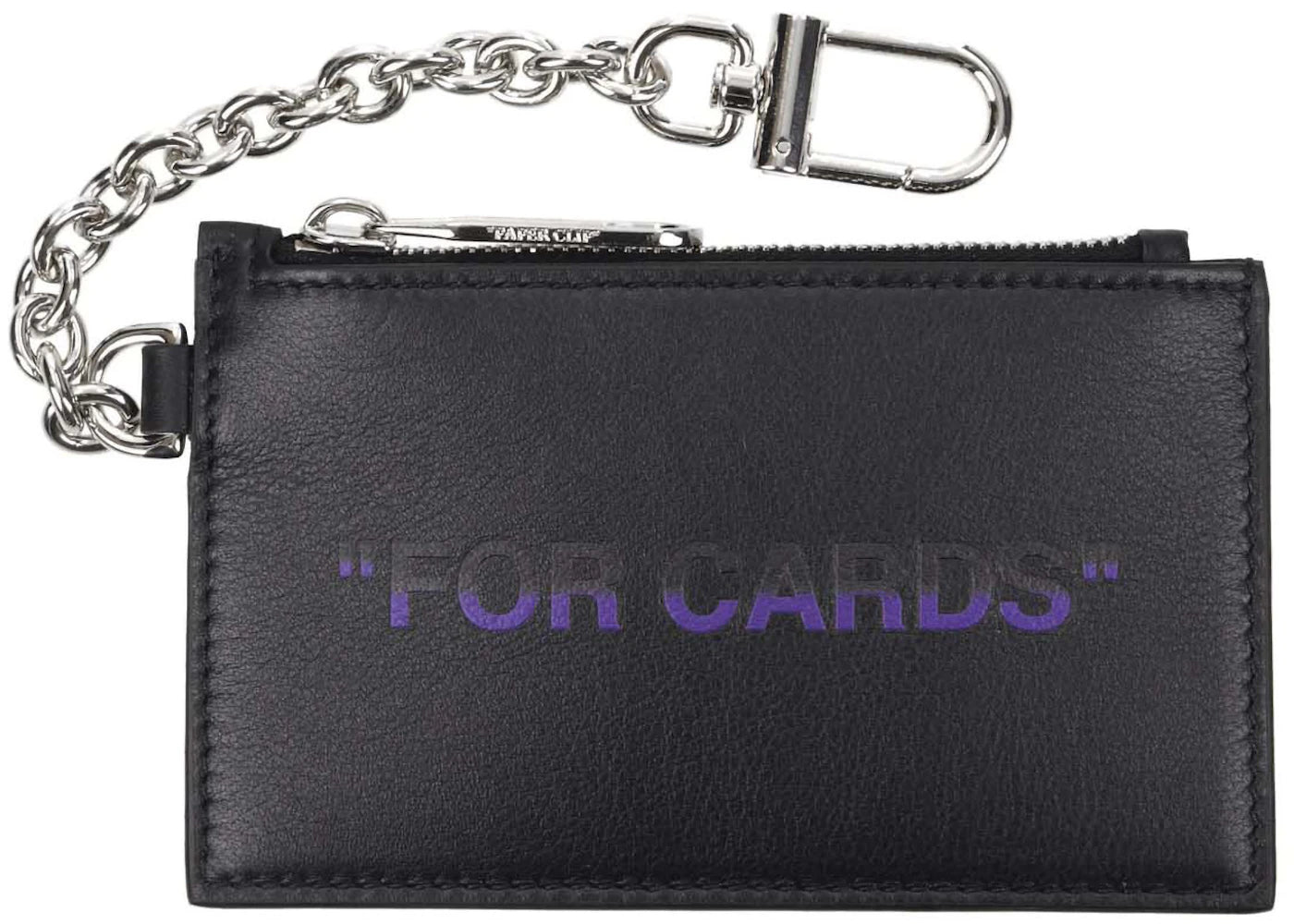 OFF-WHITE Card Case Quote Key Ring Black/Violet