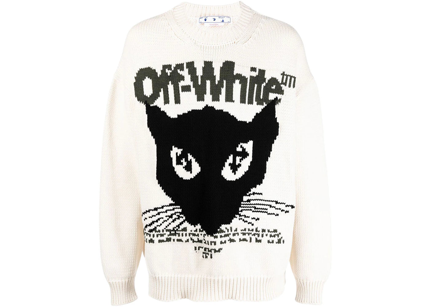 OFF-WHITE Cat Intarsia-Knit Sweater White/Black