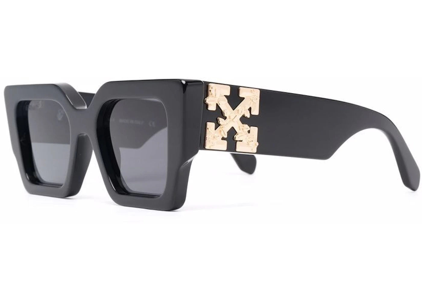 OFF-WHITE Catalina Rectangular Frame Sunglasses Black/Dark Grey/Gold (OERI003Y21PLA0011007 / OERI003C99PLA0011007)