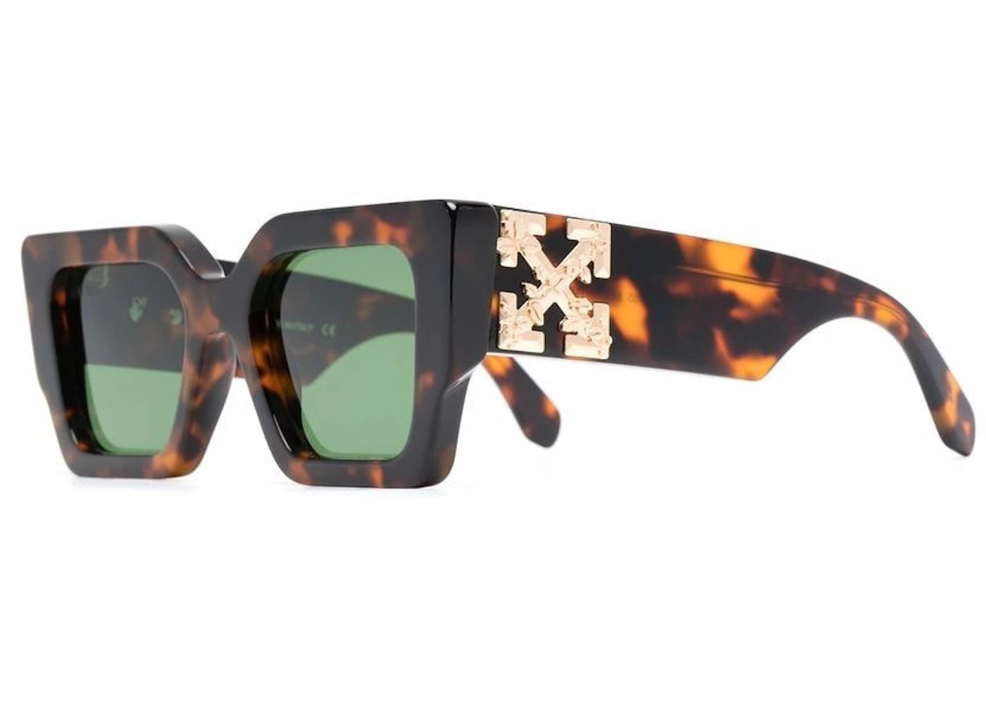 OFF-WHITE Catalina Rectangular Frame Sunglasses Brown/Green/Gold (OERI003Y21PLA0016055)