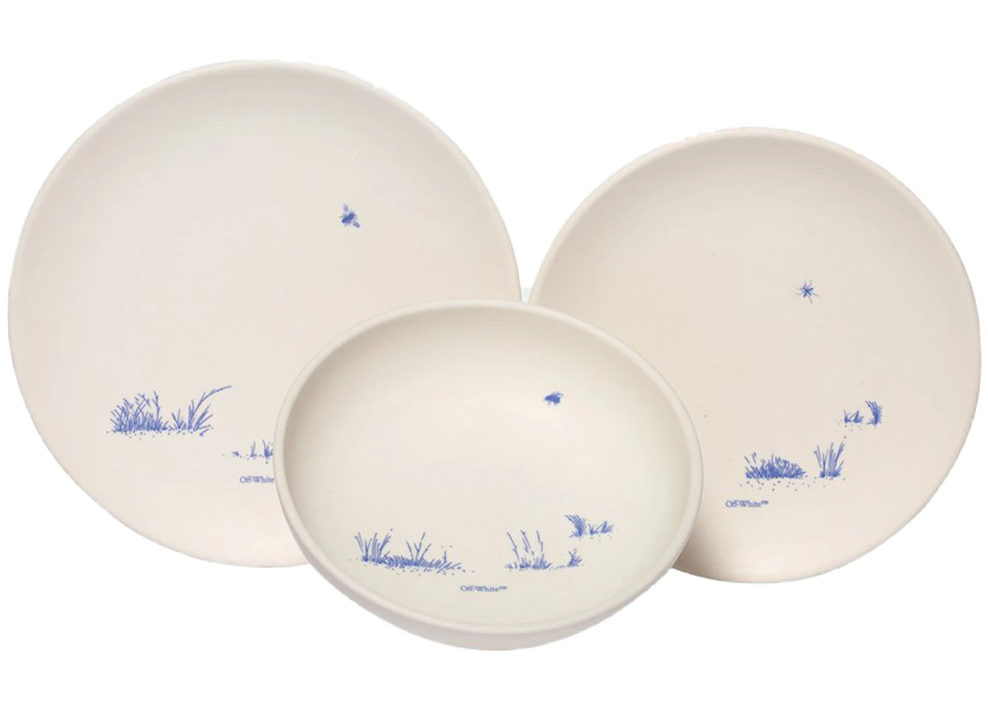 OFF-WHITE Ceramic Lunch Plate and Bowl Set White/Brilliant Green