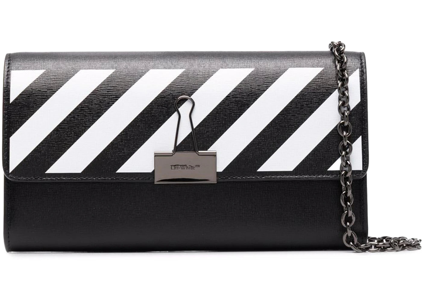 OFF-WHITE Chain-Strap Binder Wallet Black/White