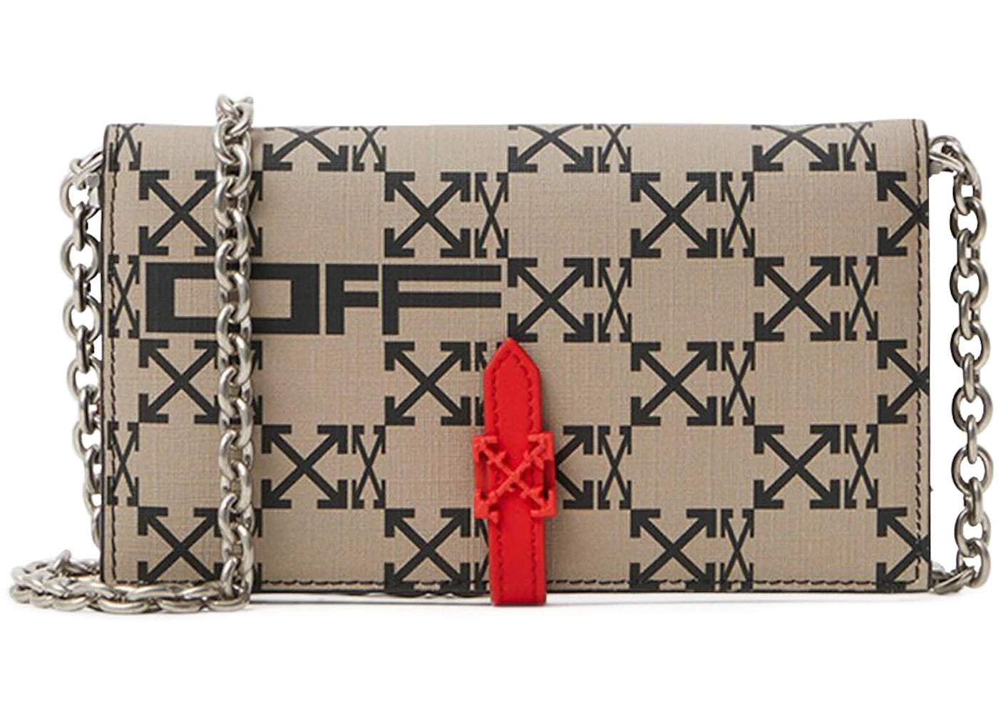 OFF-WHITE Chain Strap Wallet Arrows Monogram Brown/Black/Red