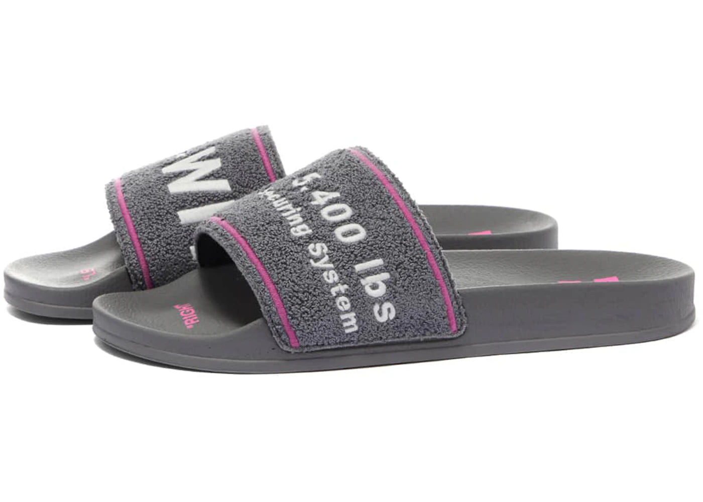 OFF-WHITE Chenille Slide Embroidered Grey Fuschia White