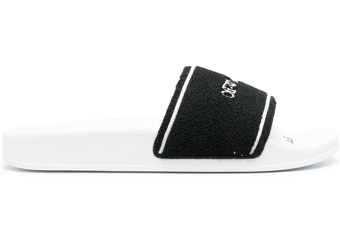 OFF-WHITE Chenille Slide Logo Embroidered Black White