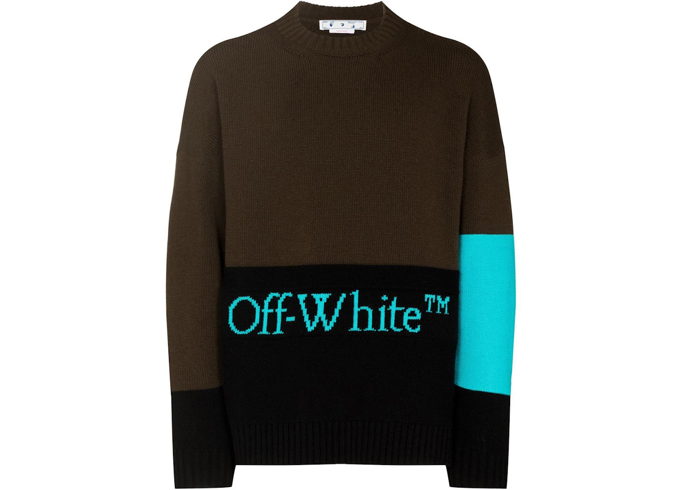 OFF-WHITE Color Block Logo Knit Sweater Brown/Black/Blue