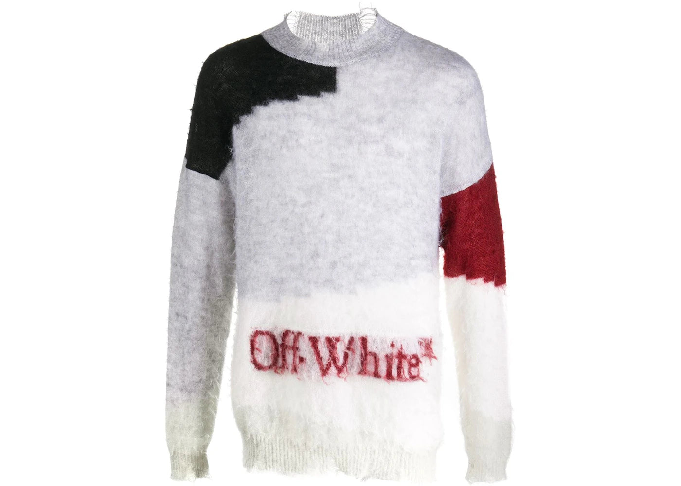 OFF-WHITE Color Block Logo Knit Sweater Melange Grey/Red