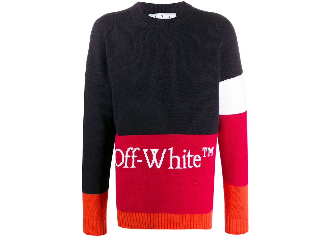 OFF-WHITE Color Block Logo Sweater Dark Blue/Red