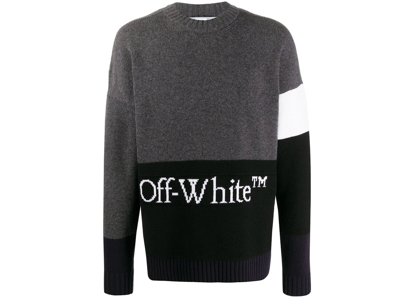 OFF-WHITE Color Block Logo Sweater Dark Grey/White