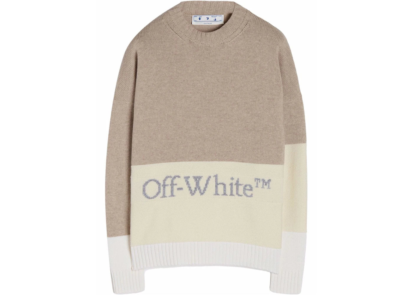 OFF-WHITE Colour Block Knitted Crewneck Beige Natural White