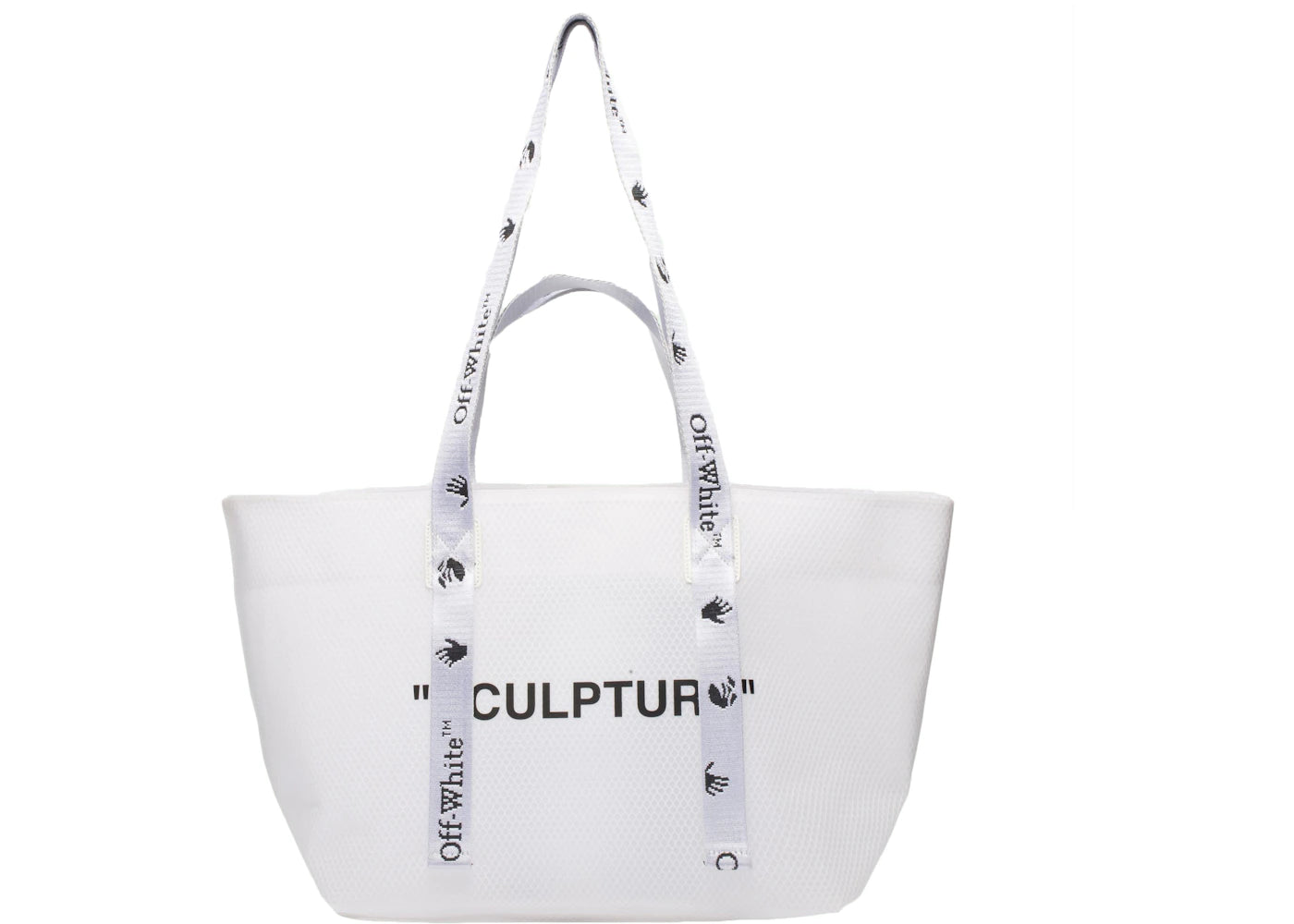 OFF-WHITE Commercial Tote Bag "SCULPTURE" Small White/Black