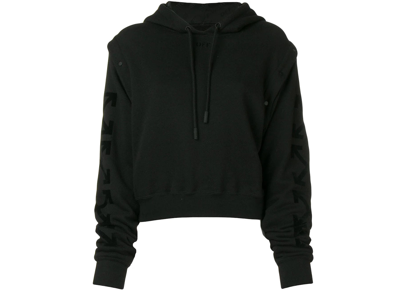 OFF-WHITE Cropped Arrow Sleeve Print Hoodie Black/Black