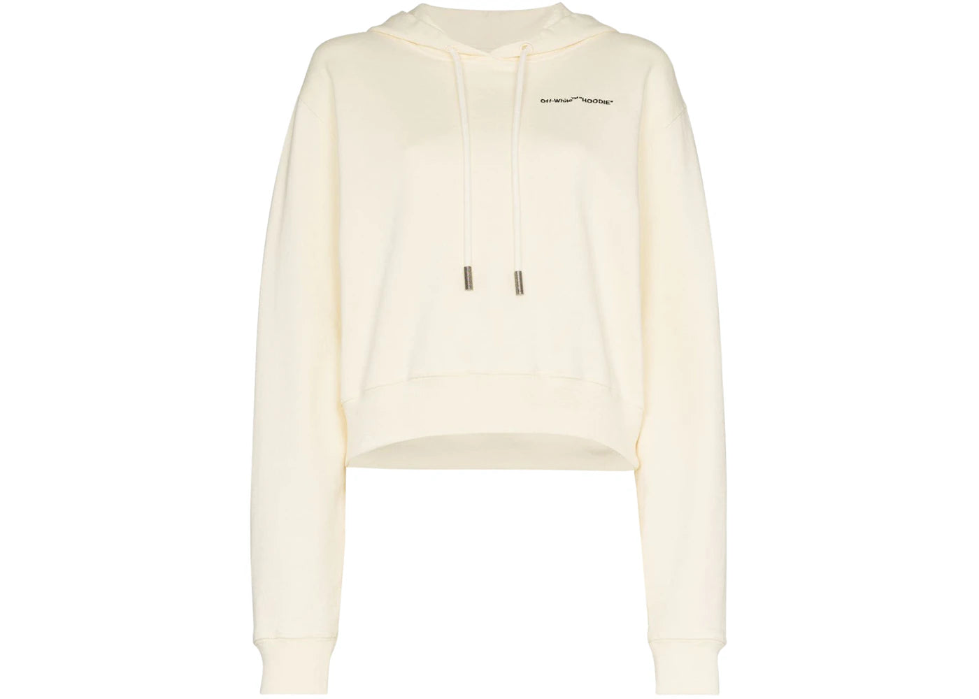 OFF-WHITE Cropped Embroidered Logo Hoodie Cream/Black