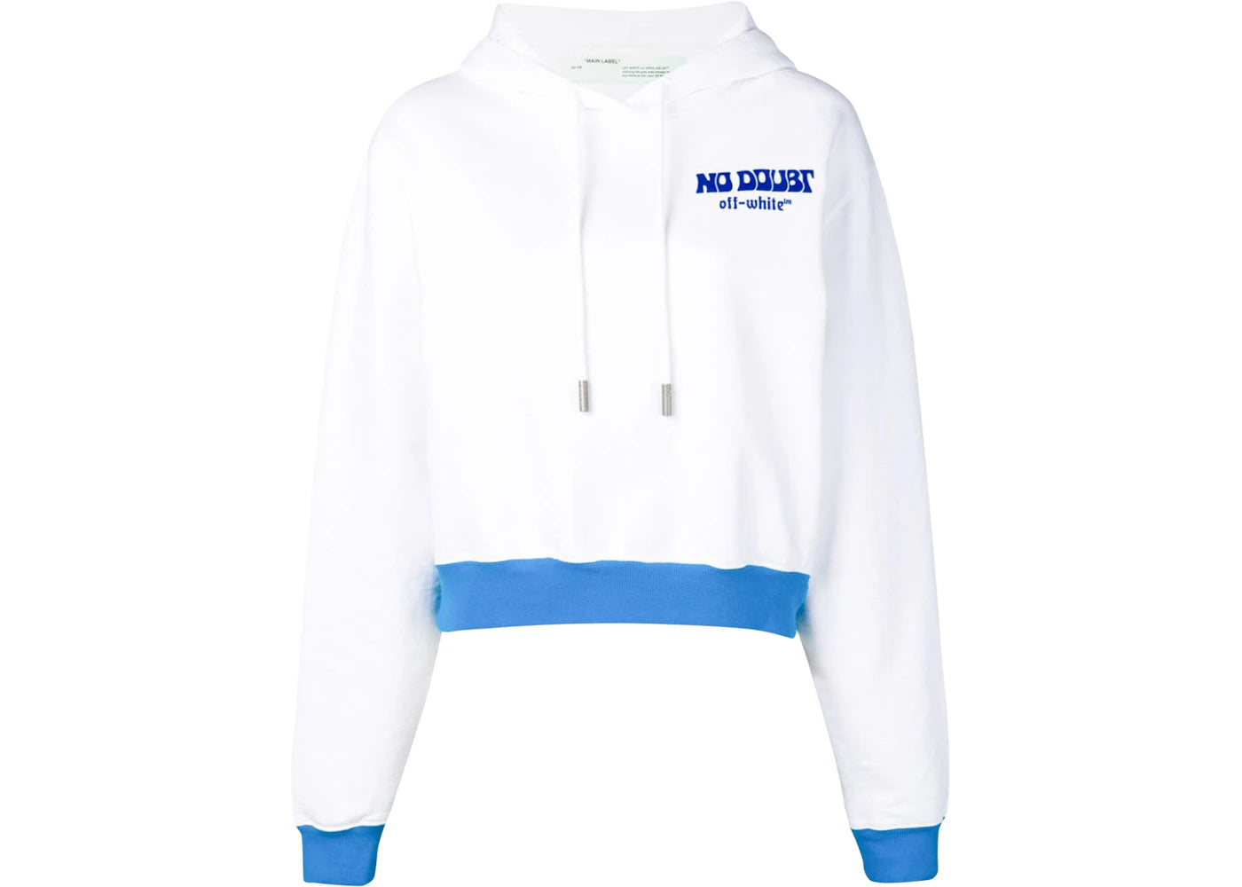 OFF-WHITE Cropped No Doubt Hoodie White/Blue