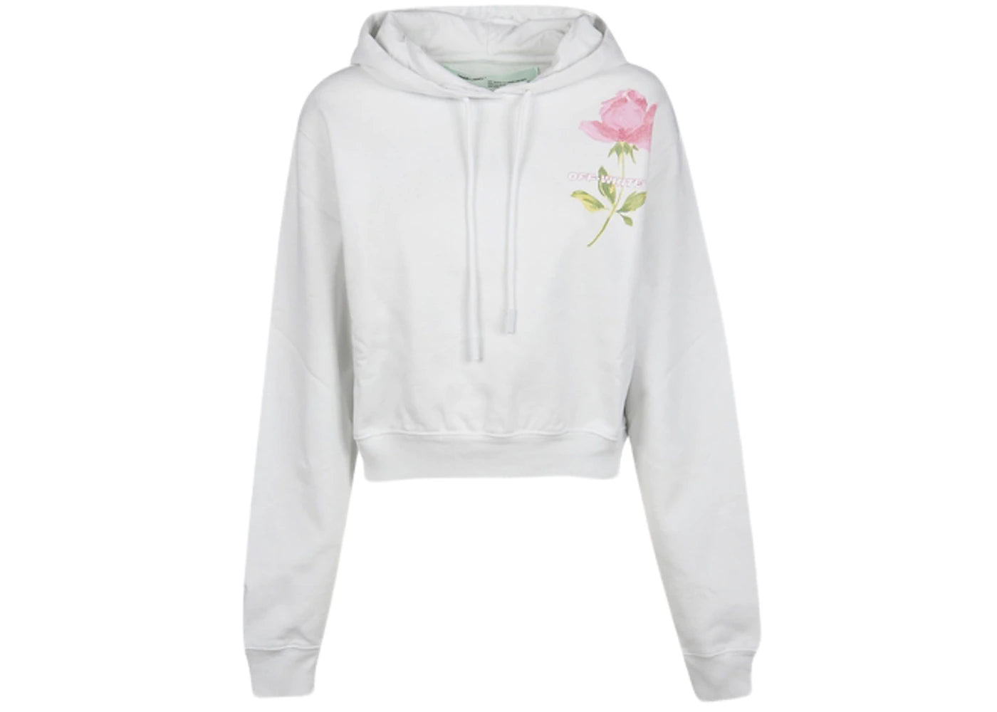 OFF-WHITE Cropped Rose Print Hoodie White/Multicolor