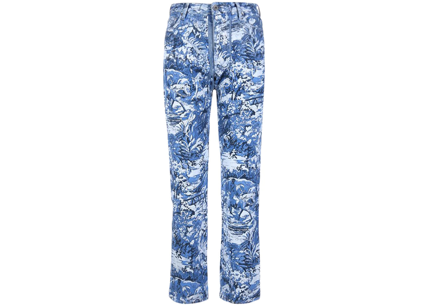 OFF-WHITE Cropped Tapestry Denim Jeans Blue/Multicolor