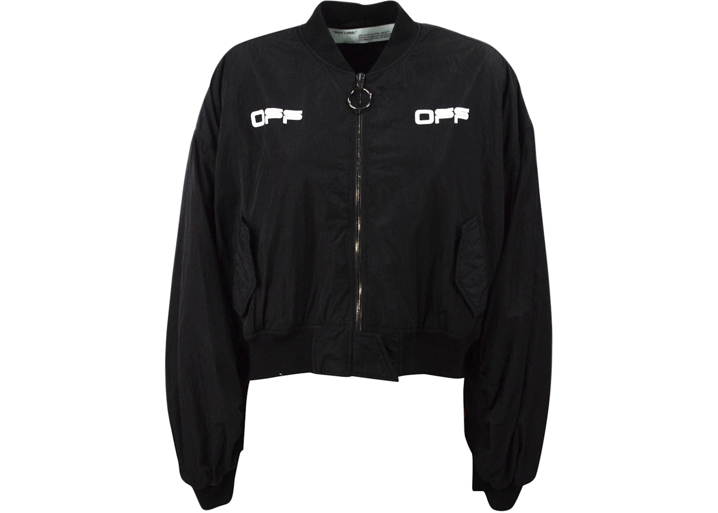 OFF-WHITE Cropped Varsity Bomber Jacket Black/White