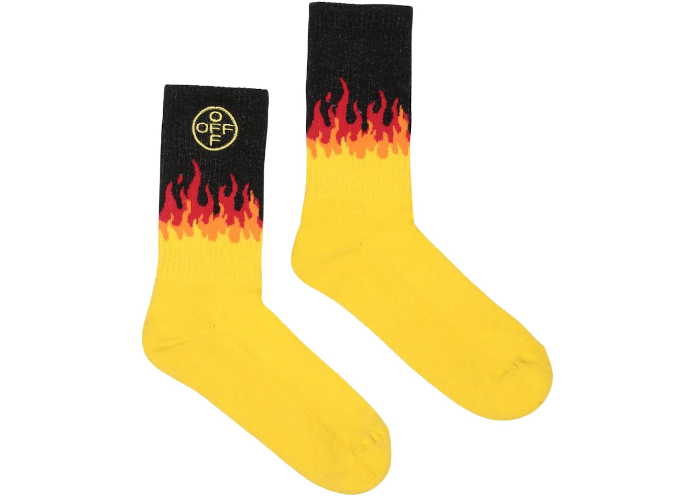 OFF-WHITE Crossed Flamed Socks Black/Yellow/Red