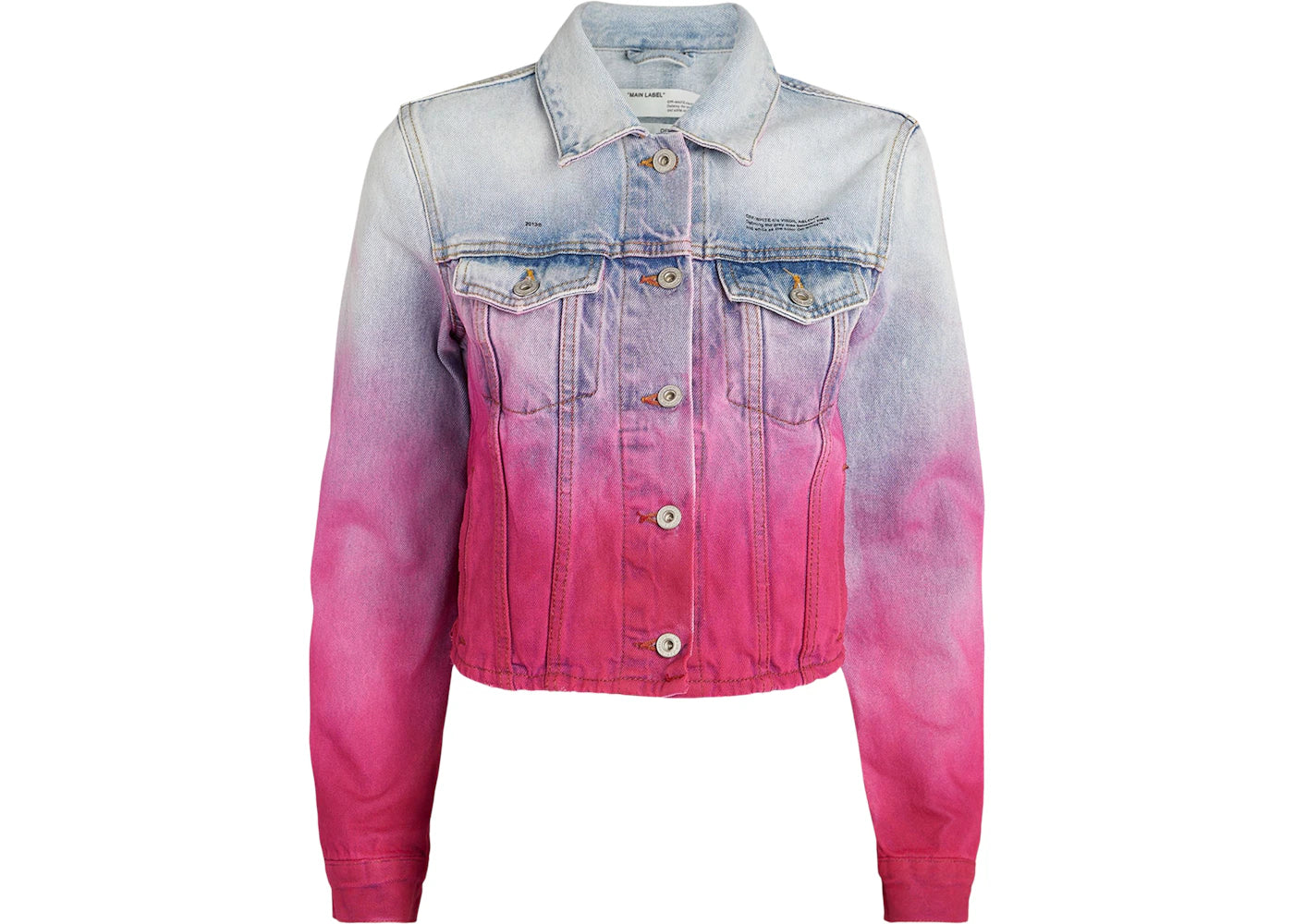 OFF-WHITE Degrade Cropped Denim Jacket Bleach/Fuchsia