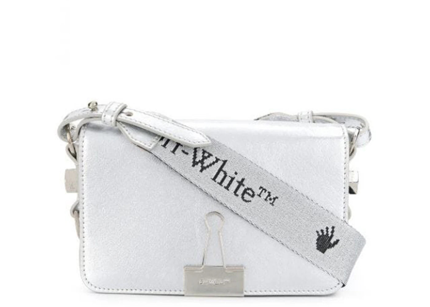 OFF-WHITE Diag FW20 Flap Bag Mini Silver