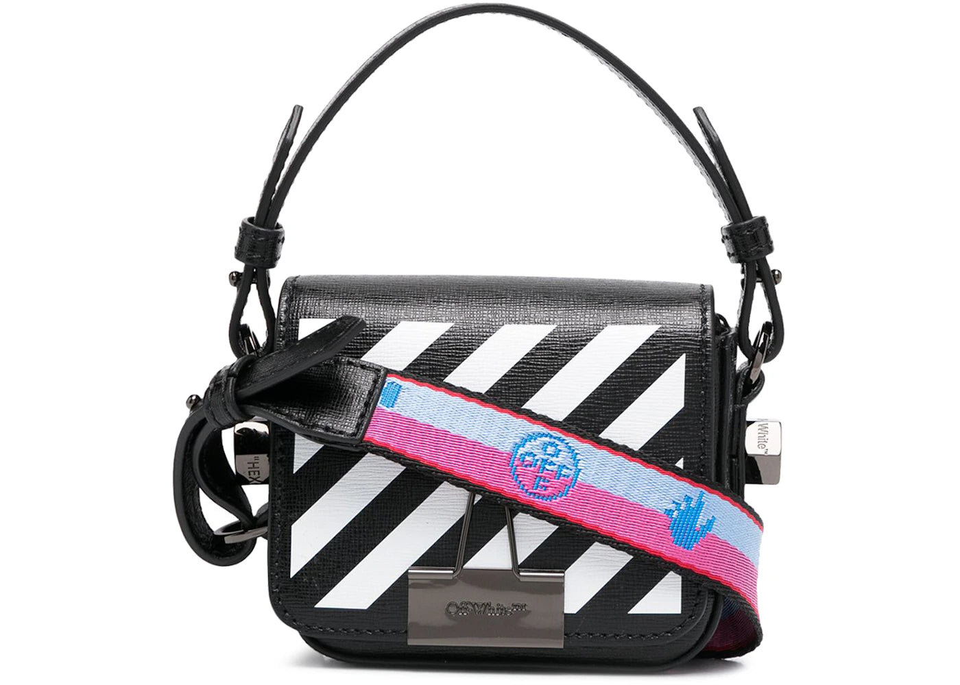 OFF-WHITE Diag Flap Bag Baby Black/White/Fucschia Multi