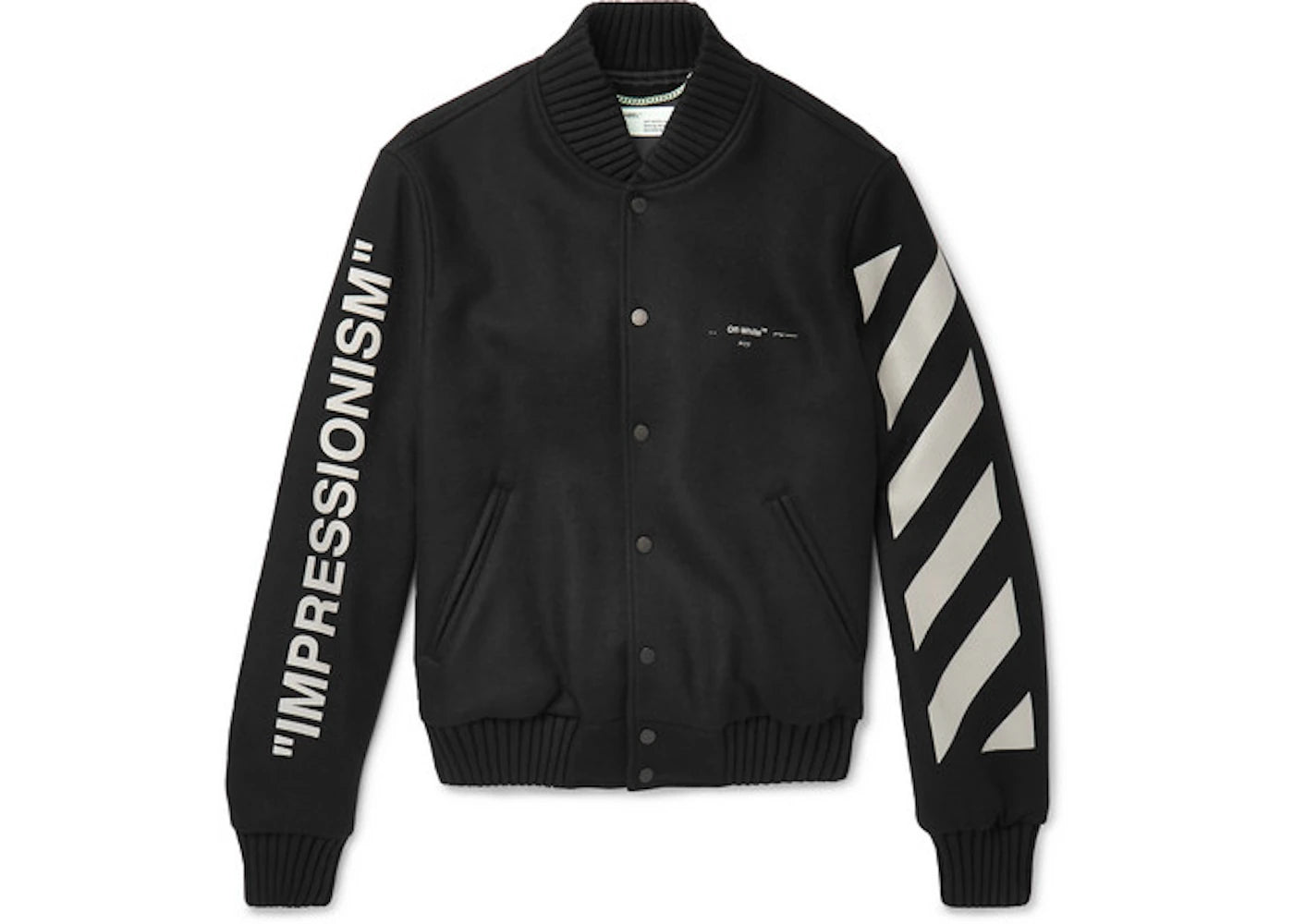 OFF-WHITE Diag 'Green Man' Wool Blend Varsity Jacket Black/Multicolor