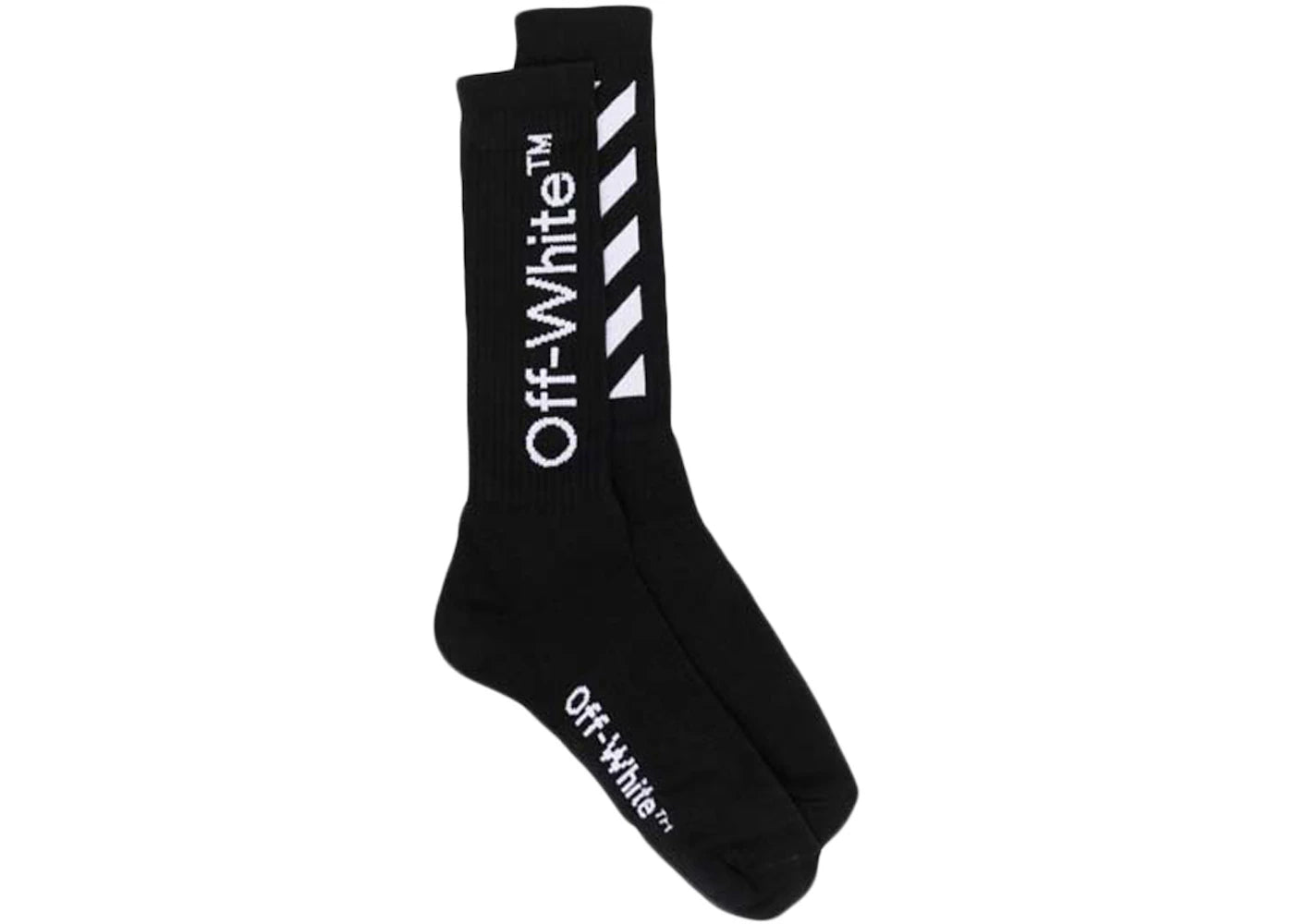 OFF-WHITE Diag Helvetica Long Socks Black/White