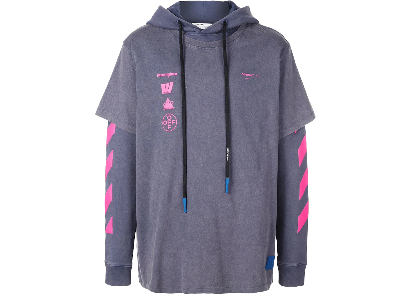 OFF-WHITE Diag Mariana Hooded T-shirt Blue/Multicolor