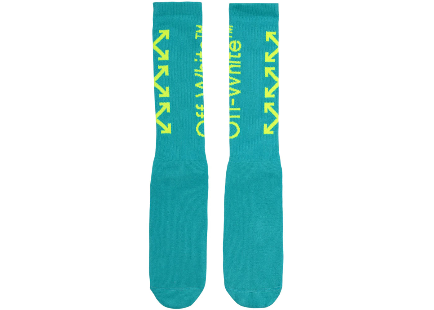 OFF-WHITE Diag Mid Socks Light Blue/Fluo Yellow