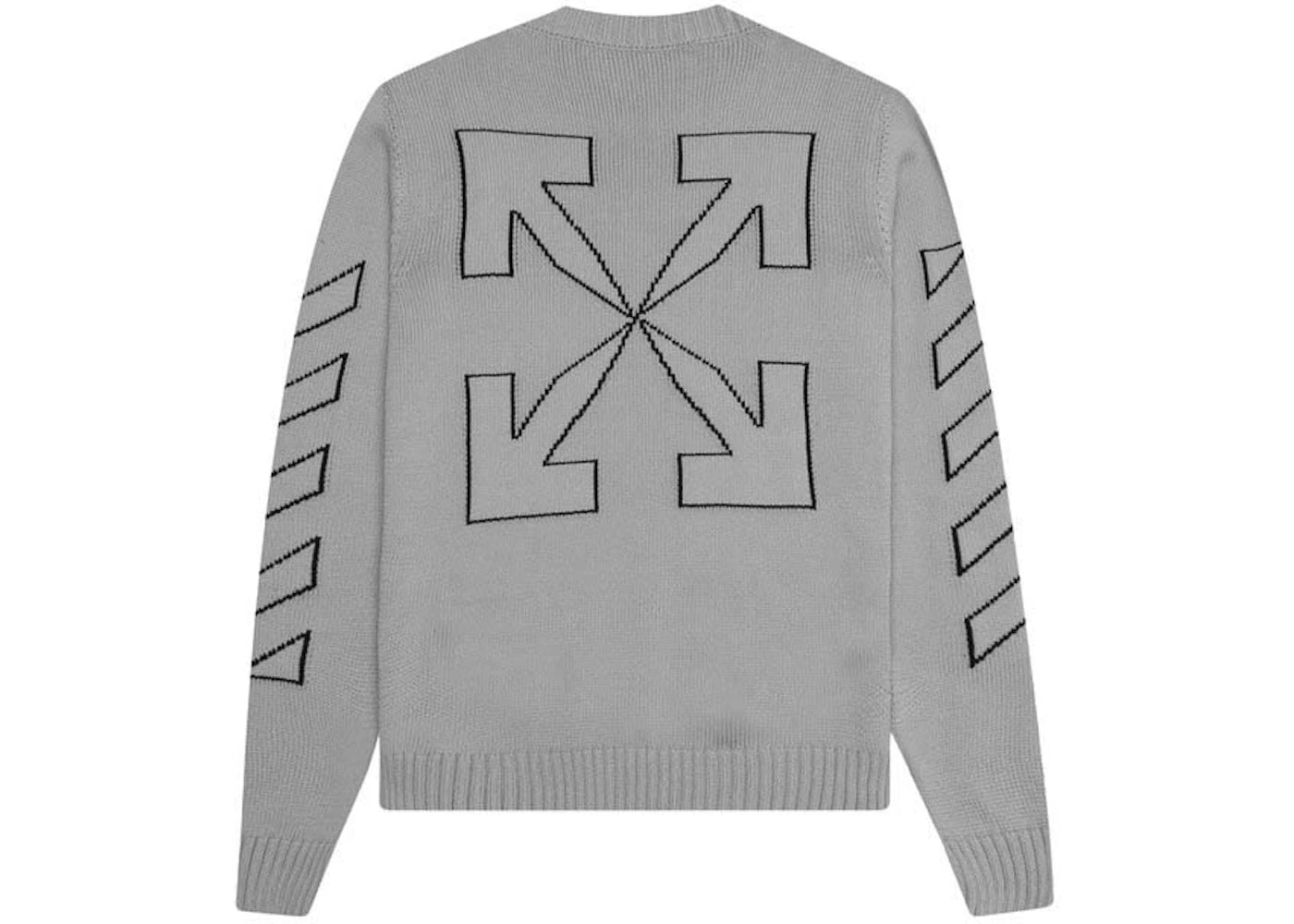 OFF-WHITE Diag Outline Arrow Knit Crewneck Grey