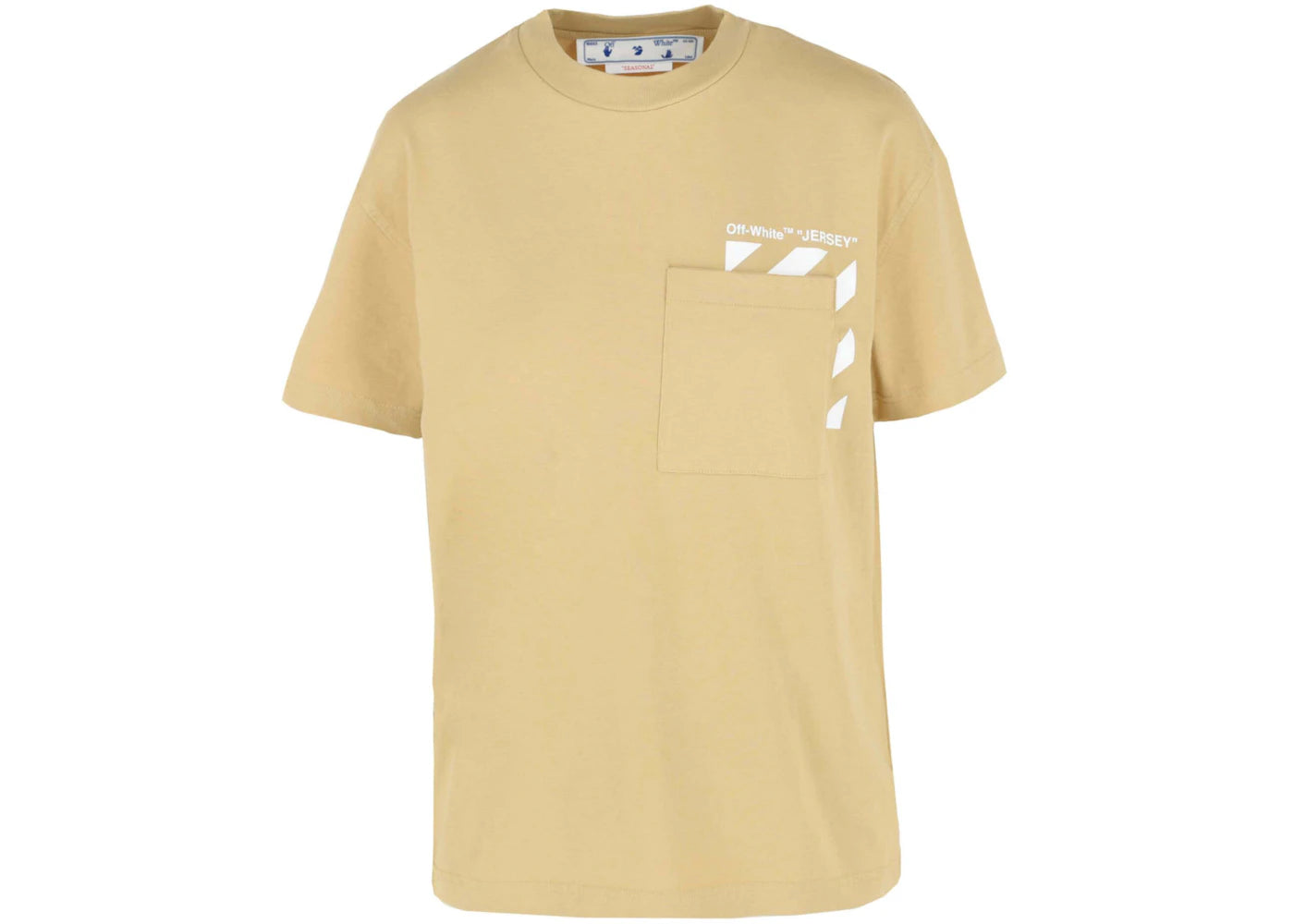 OFF-WHITE Diag Pocket Casual T-Shirt Beige