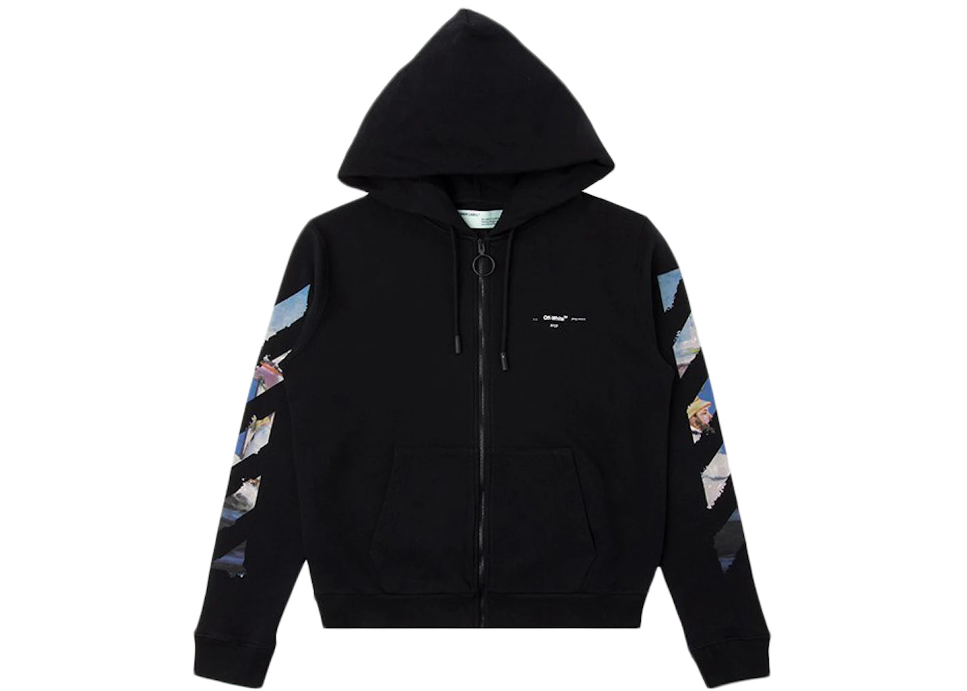 OFF-WHITE Diag Print Zip Up Hoodie Black/Multicolor