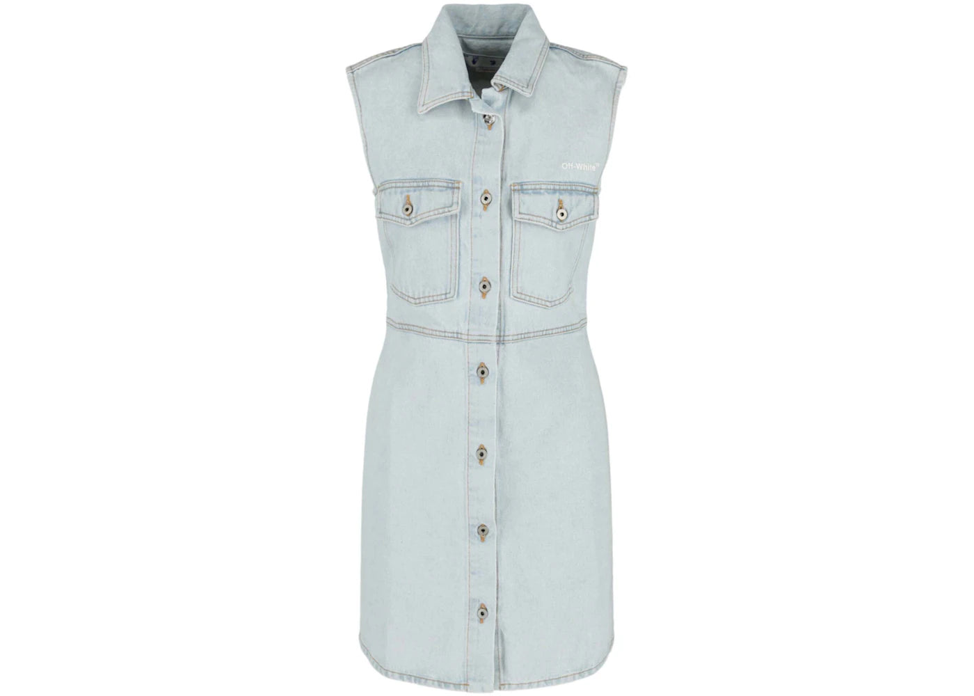 OFF-WHITE Diag Sleeveless Shirt Dress Blue