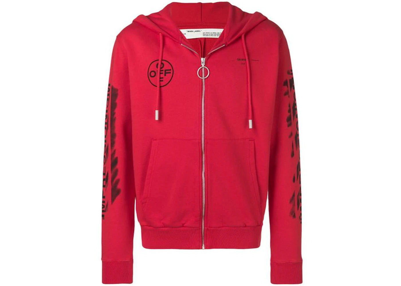 OFF-WHITE Diag Stencil Zip Up Hoodie Red/Black