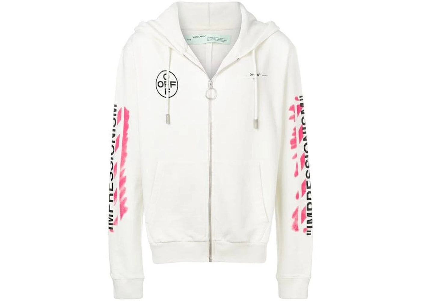 OFF-WHITE Diag Stencil Zip Up Hoodie White/Pink/Black