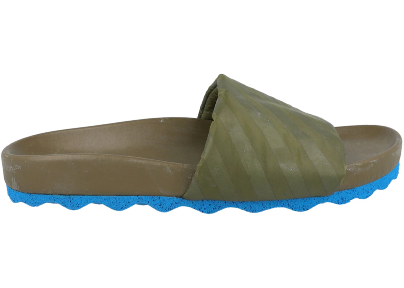 OFF WHITE Diag Strip Slides Green Blue