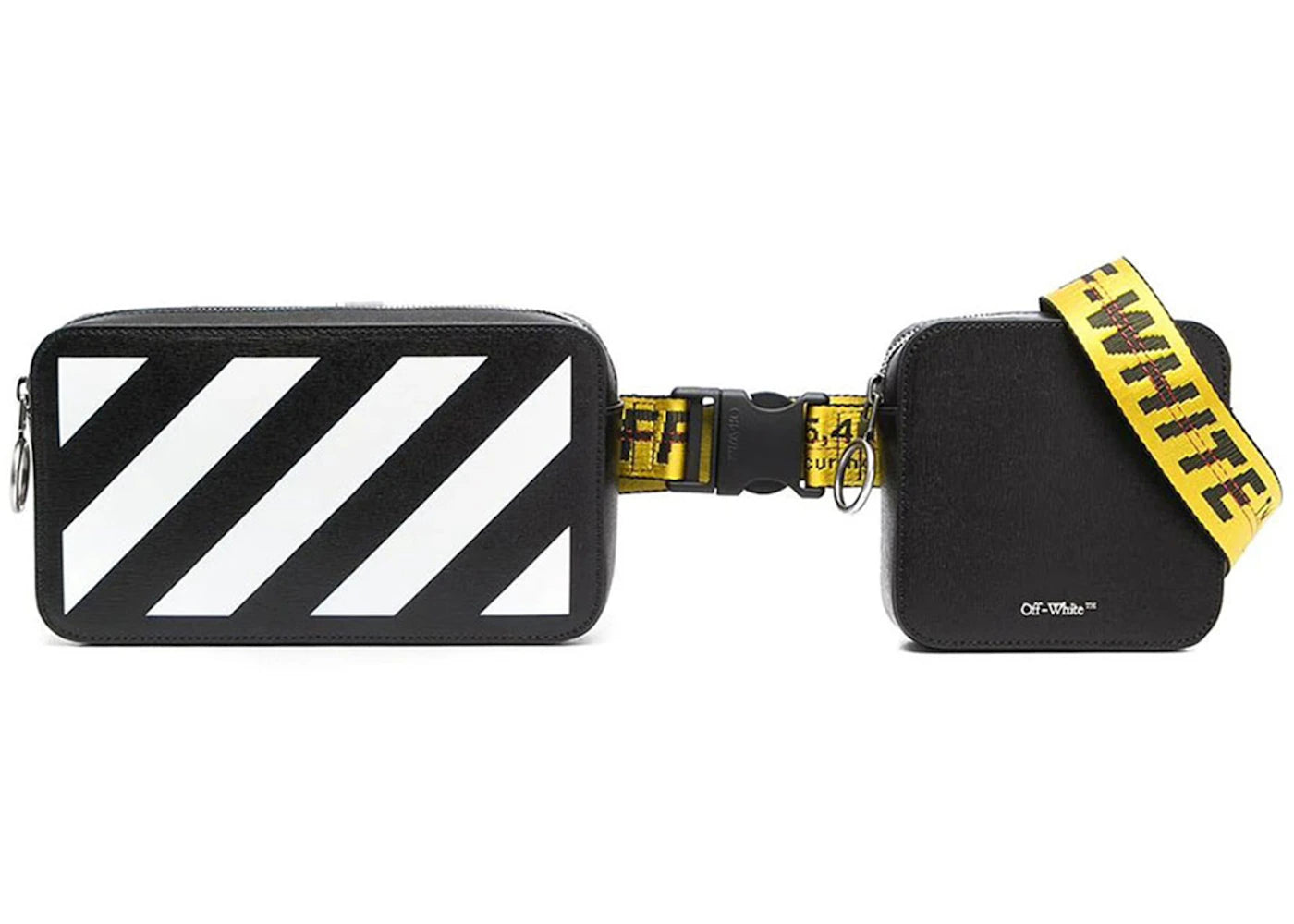 OFF-WHITE Diag Striped Industrial Belt Strap Belt Bag Black/White/Yellow