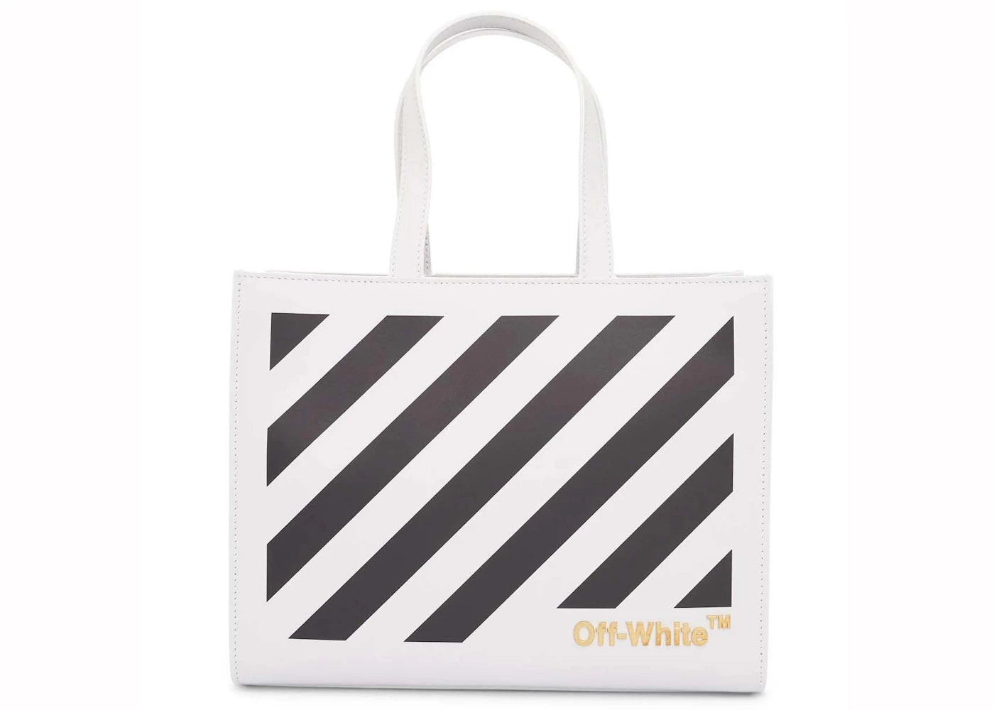 OFF-WHITE Diagonal Hybrid Shopper 28 Lettering Tote Bag White/Black