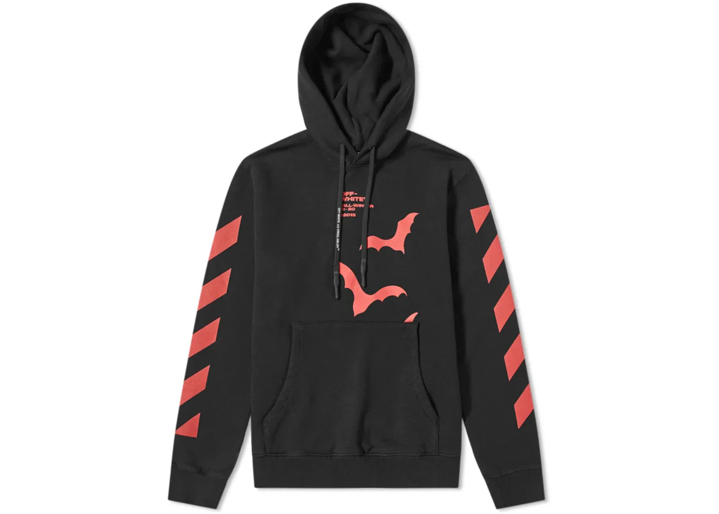 OFF-WHITE Diagonal Sleeve Bats Slim Fit Hoodie Black Red