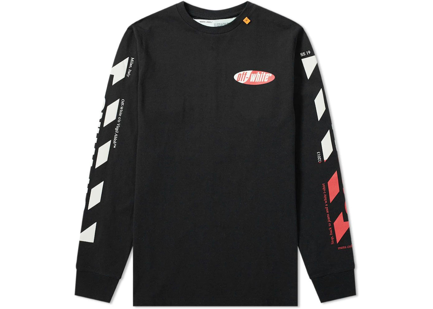 OFF-WHITE Diagonal Split Logo L/S T-shirt Black/White/Red