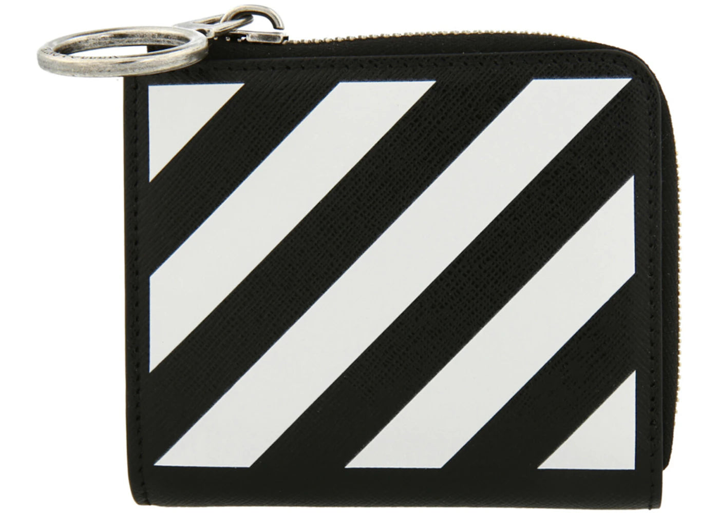 OFF-WHITE Diagonal Stripe Zip Wallet Black/White